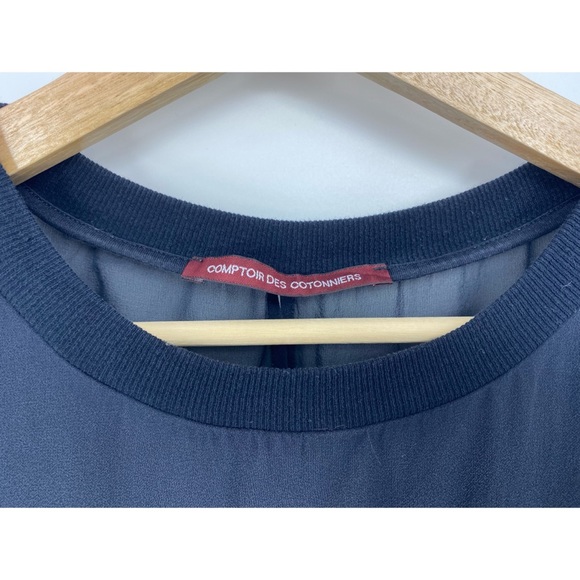 Comptoir Des Cotonniers Navy Blue Silk Layered Blouse - Picture 3 of 7